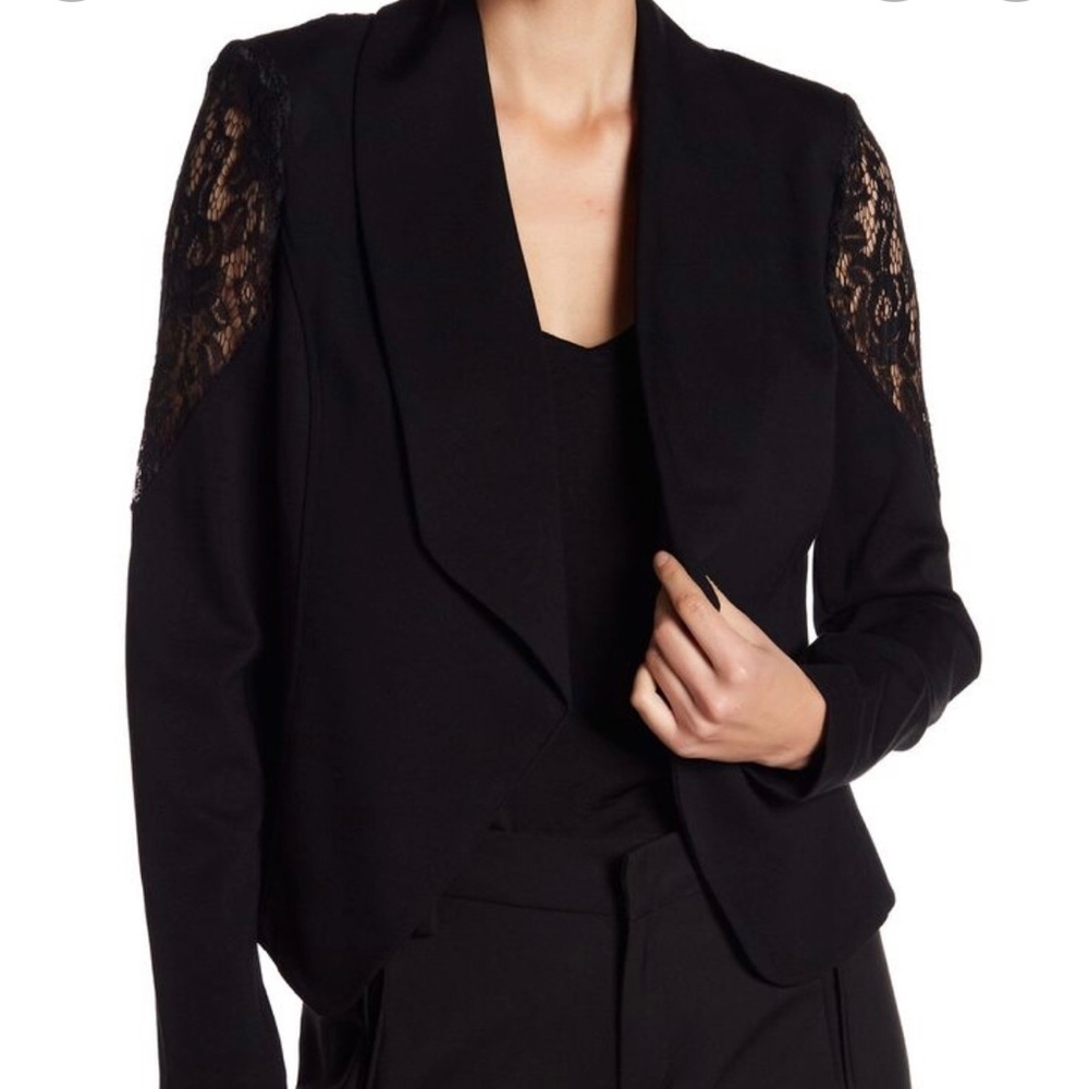 NWT Catharine Malandrino blazer double breasted lace size 6 Black / M
